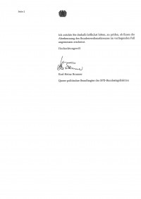 Brief an den Bundespräsidenten Dr. Frank-Walter Steinmeier